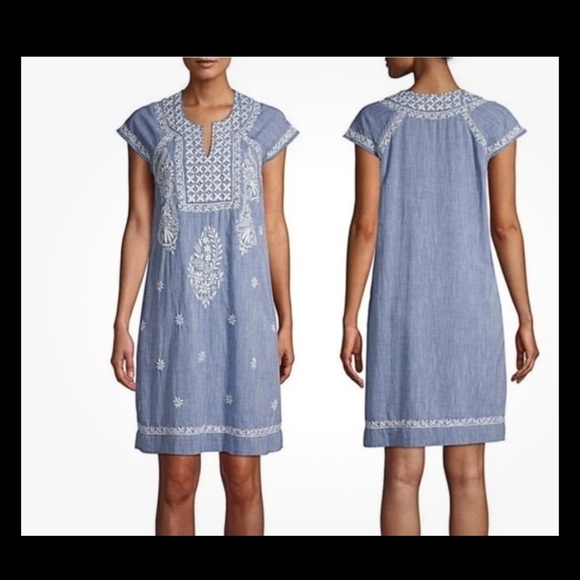 Roller Rabbit Dresses & Skirts - Roller Rabbit | Faith Chambray Embroidered Shift Dress Size Large